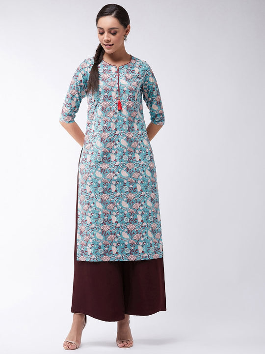 Turquoise Blue Floral Print
