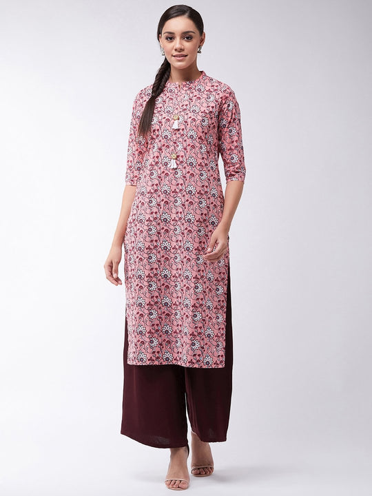 Peach Floral Print Kurta