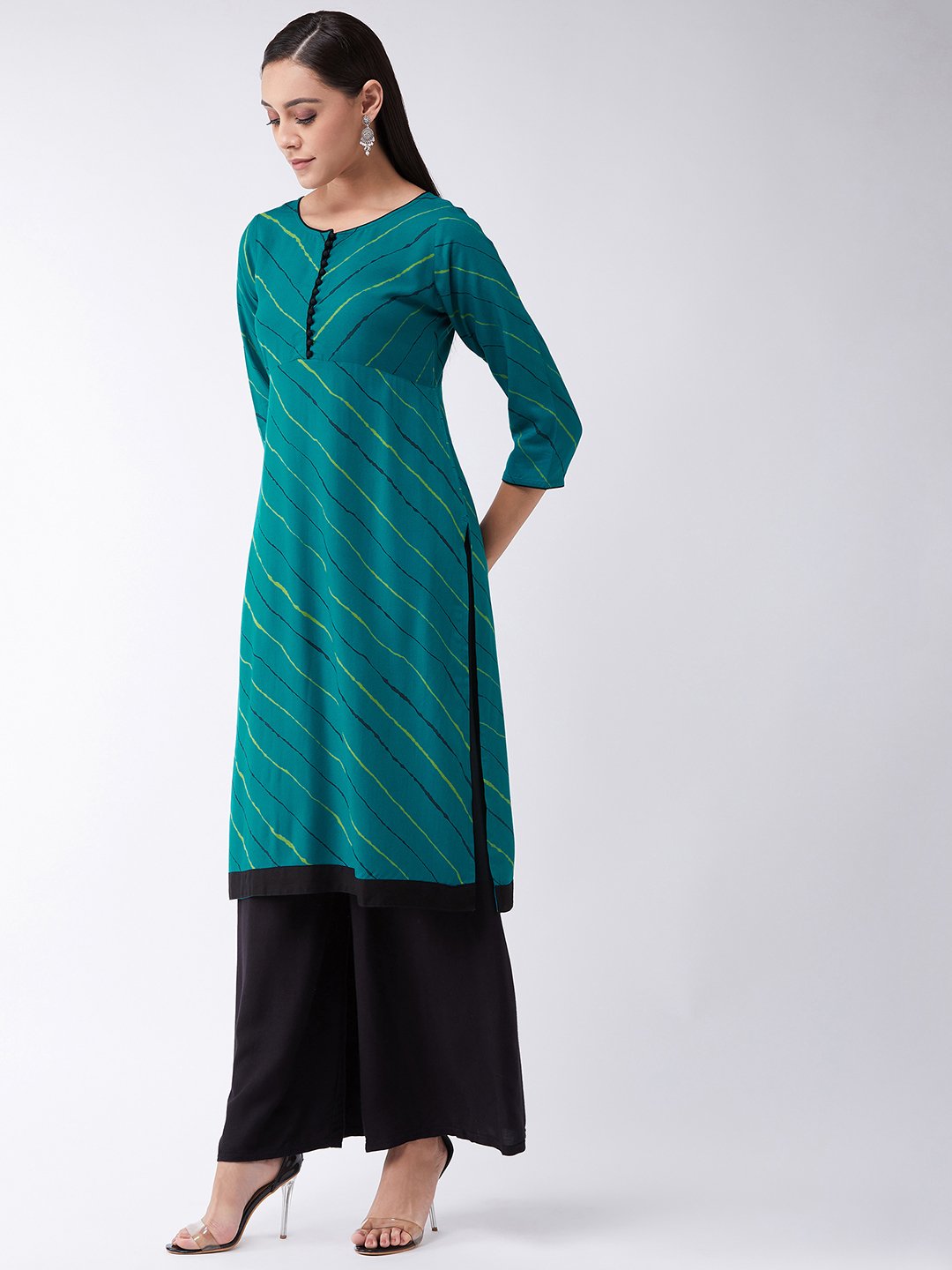 Sea Green Lehariya Print Kurta