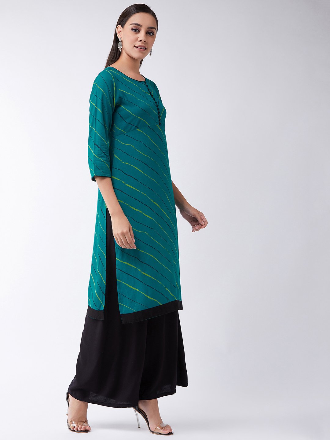 Sea Green Lehariya Print Kurta