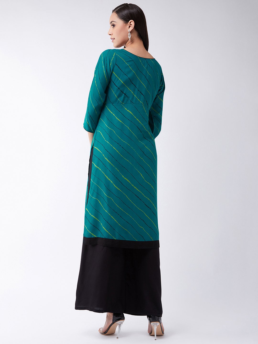 Sea Green Lehariya Print Kurta