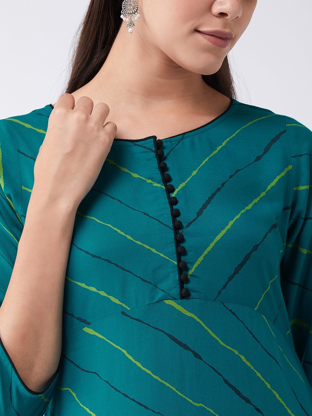 Sea Green Lehariya Print Kurta