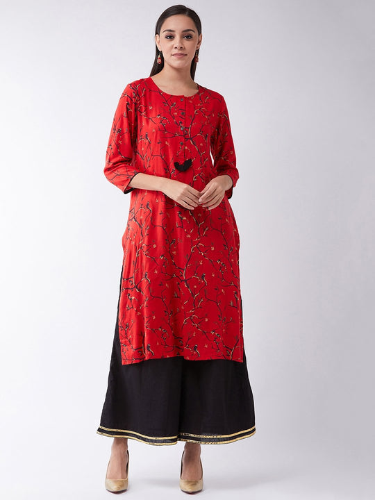 Red Gold Print Kurta