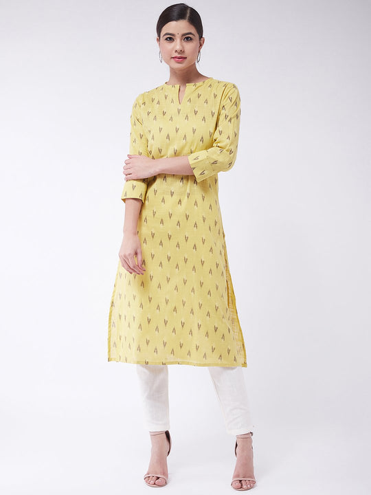 Mustard Ikkat Kurta