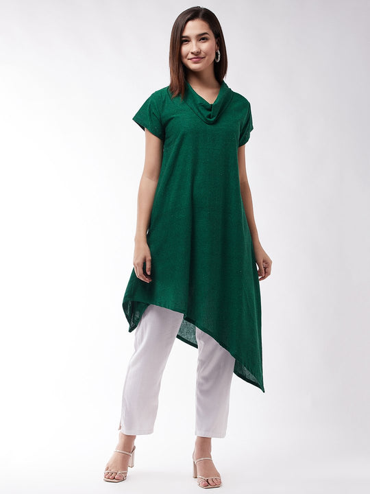 Jade Cowl Asymmetrical Kurta