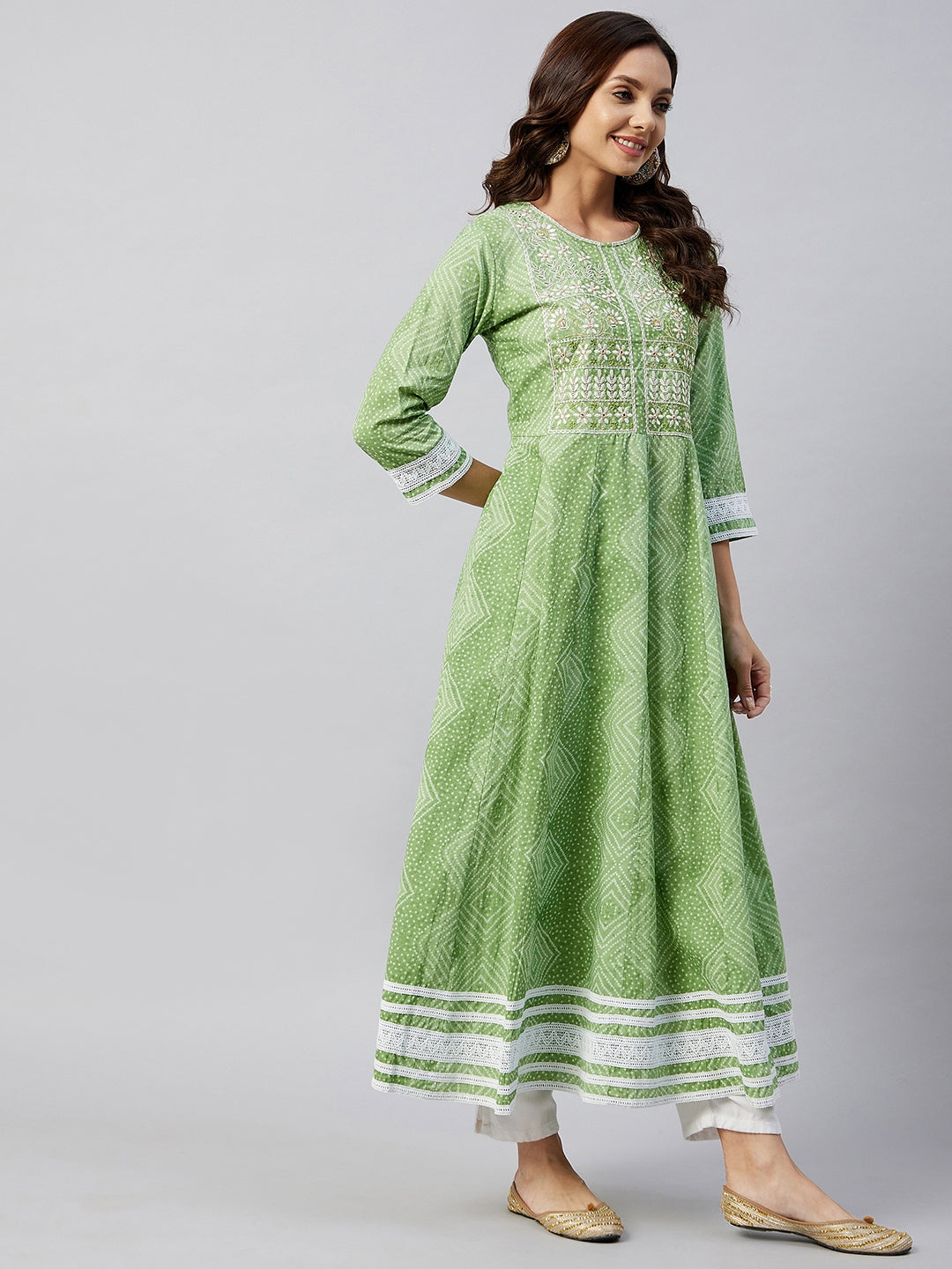 Mint Green Mirror Work Anarkali Kurta