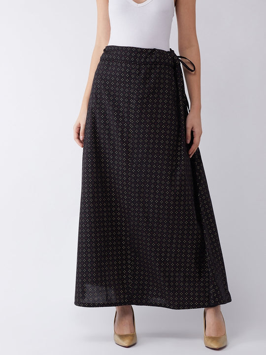 Black Gold Pin Dot Skirt