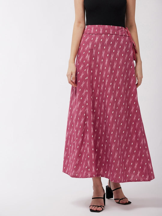 Rose Pink Ikkat Skirt