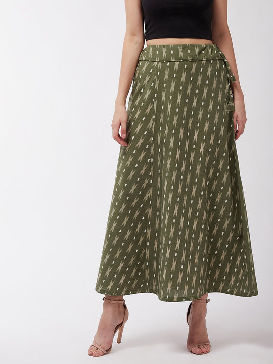 Moss Green Ikkat Skirt