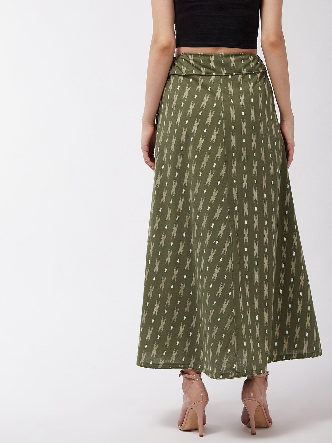 Moss Green Ikkat Skirt