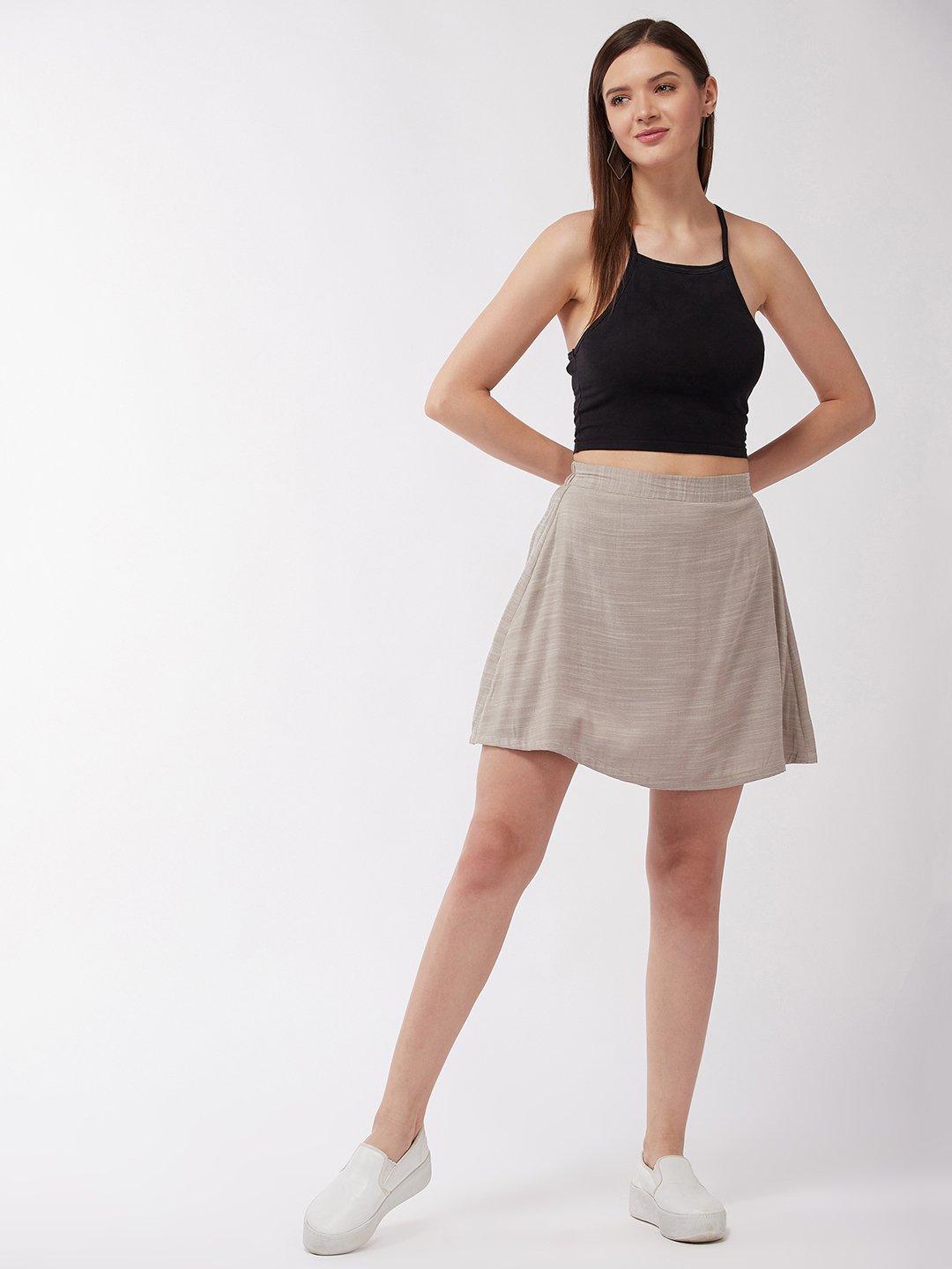 Mushroom Gray Short Skirt