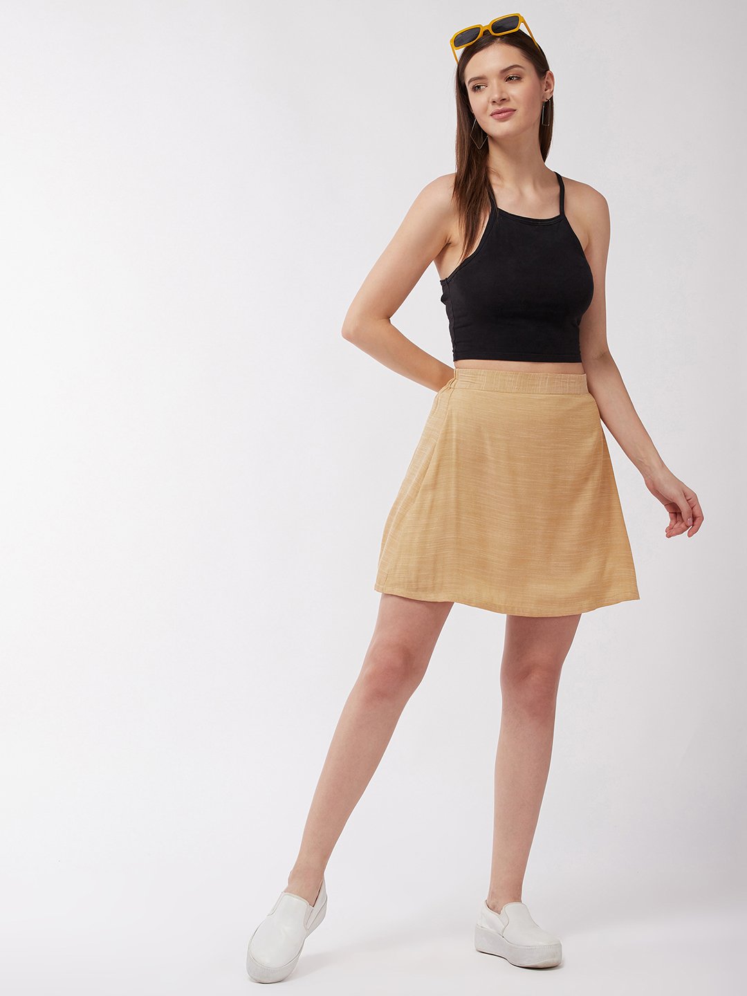 Flaxen Yellow Short Skirt