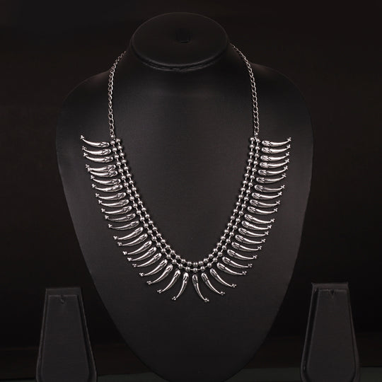 Oxidised Necklace Set With Hanging Motifs