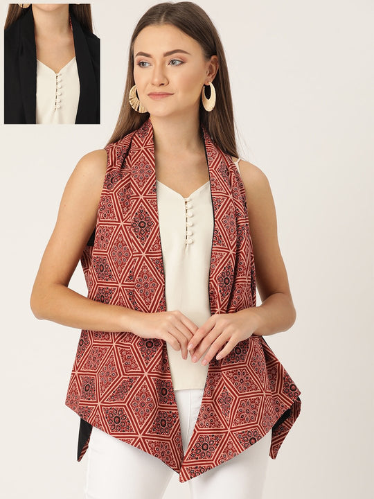 Reversible Shrug In Rust & Black Colour