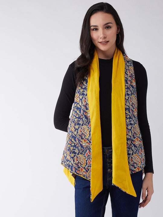 Blue Kalamkari Reversible Shrug