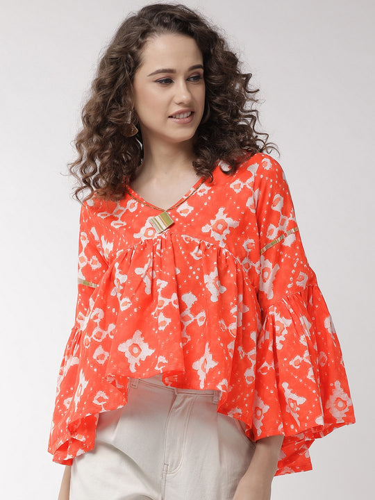 Orange Abstract Top