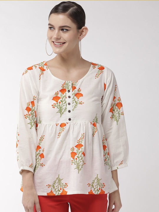White Floral Top
