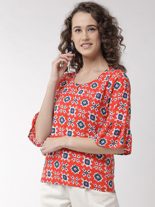 Red Abstract Top