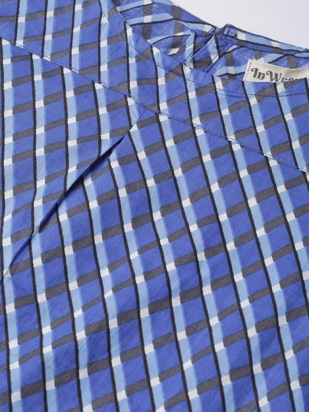 Blue Criss Cross Stripes Top