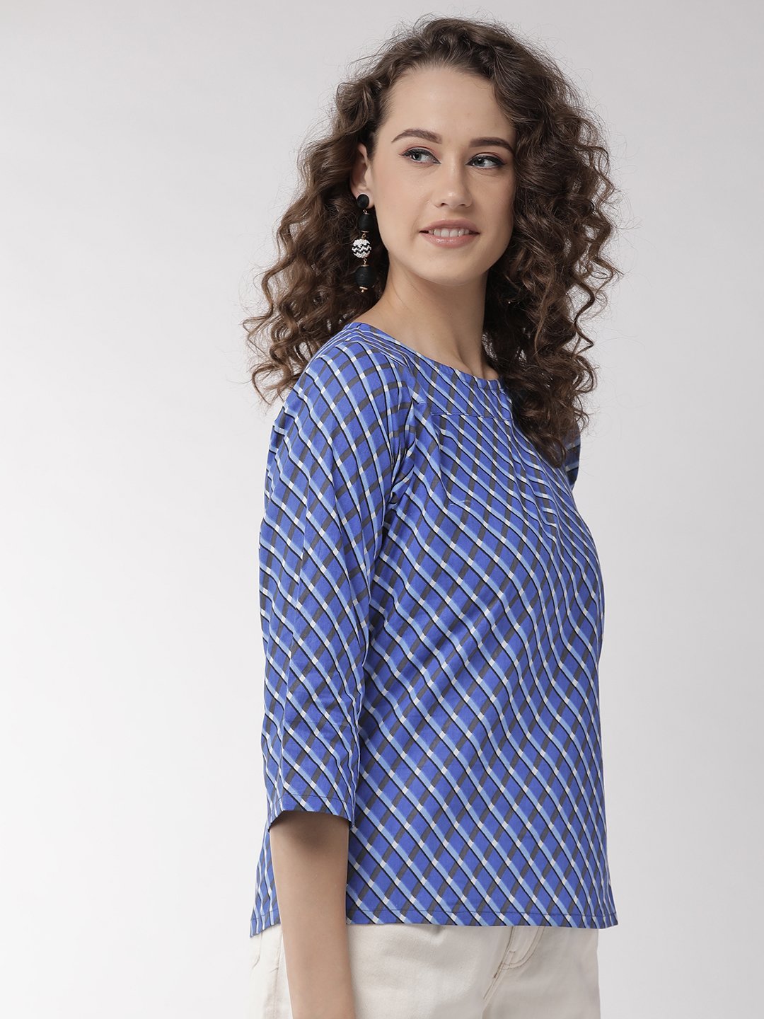 Blue Criss Cross Stripes Top