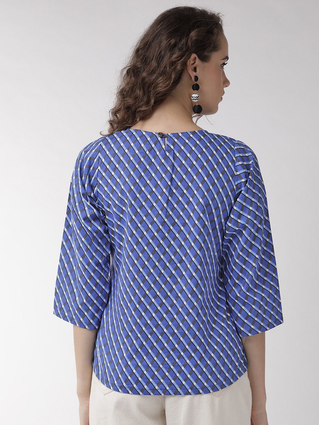 Blue Criss Cross Stripes Top