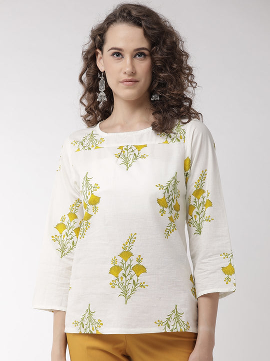 Off White Flowers Top