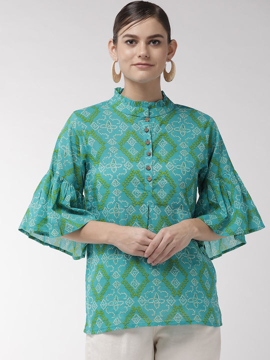 Blue Bandhini Print Top