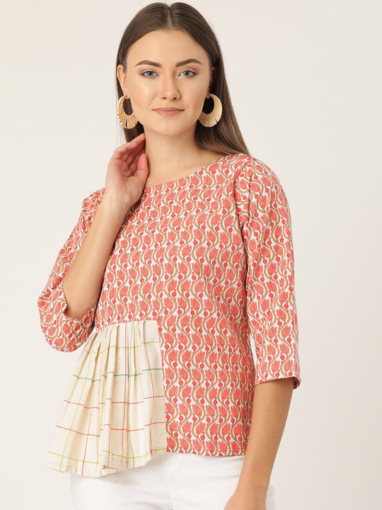 Pink Floral Frill Top