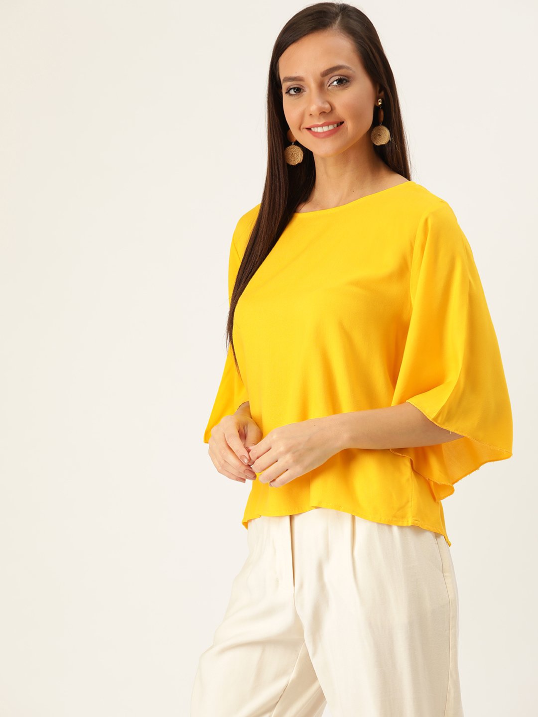 Yellow Top With Black Stole