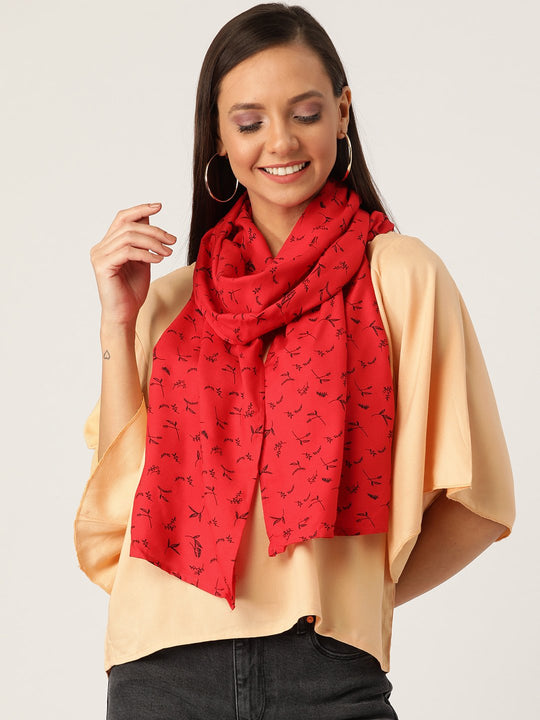 Beige Top With Red Stole