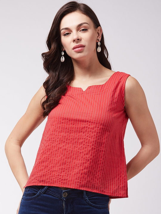 Red Kantha Sleveless Top