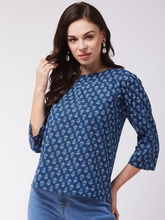 Indigo Print Top
