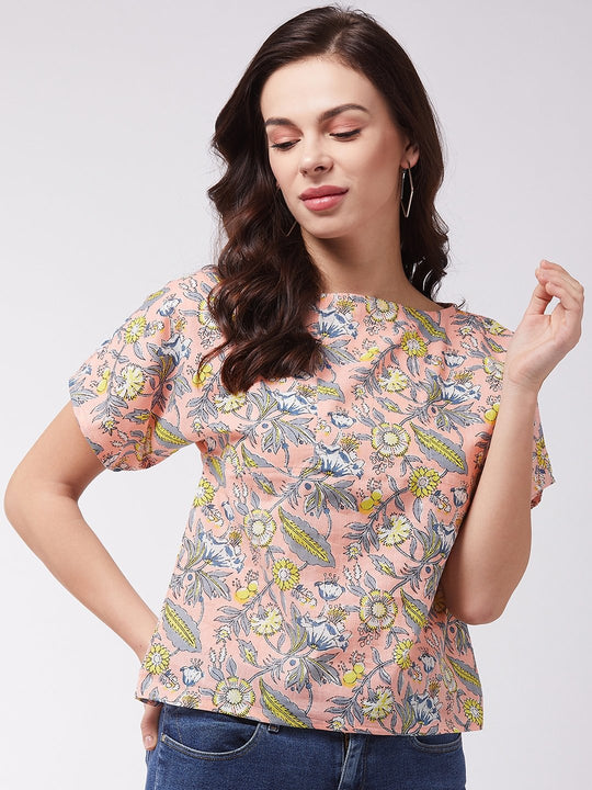 Pastel Pink Floral Print Top