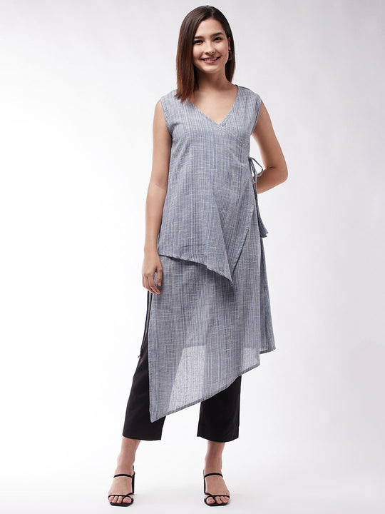 Cyan Handloom Over Wrapped Top