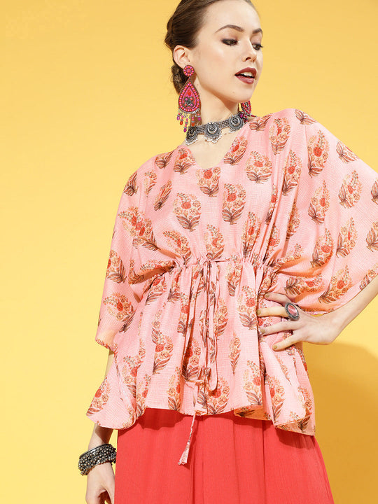 Pink Boota Print Kaftan