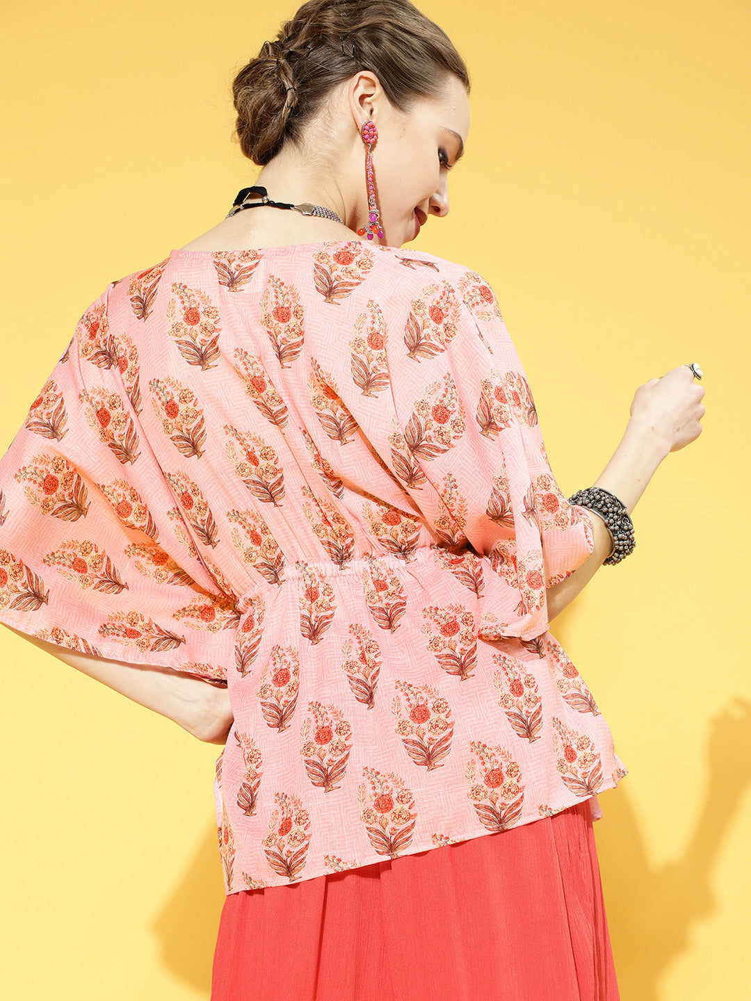 Pink Boota Print Kaftan