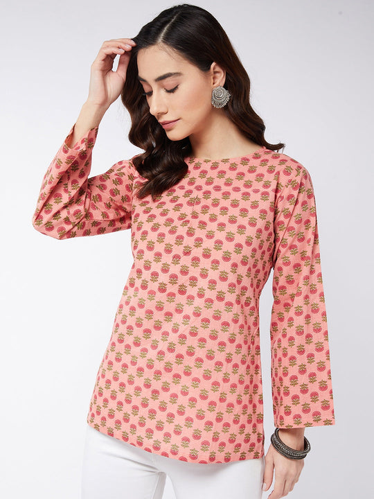 Peach Small Boota Print Top