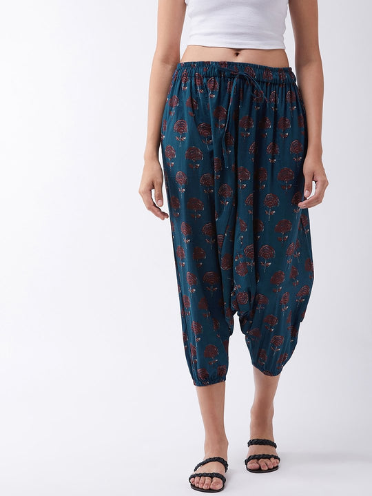 Indigo Maroon Print Harem Pant
