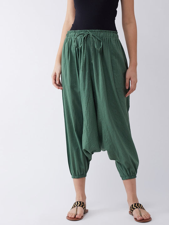 Green Kantha Harem Pant
