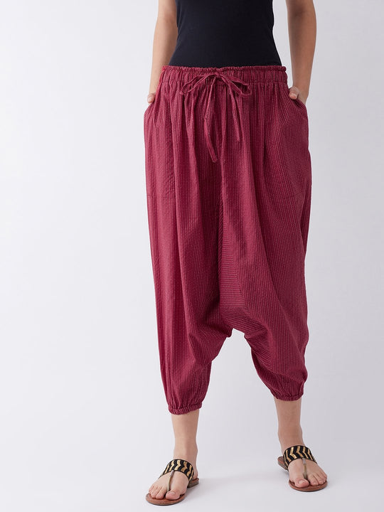 Maroon Kantha Harem Pant