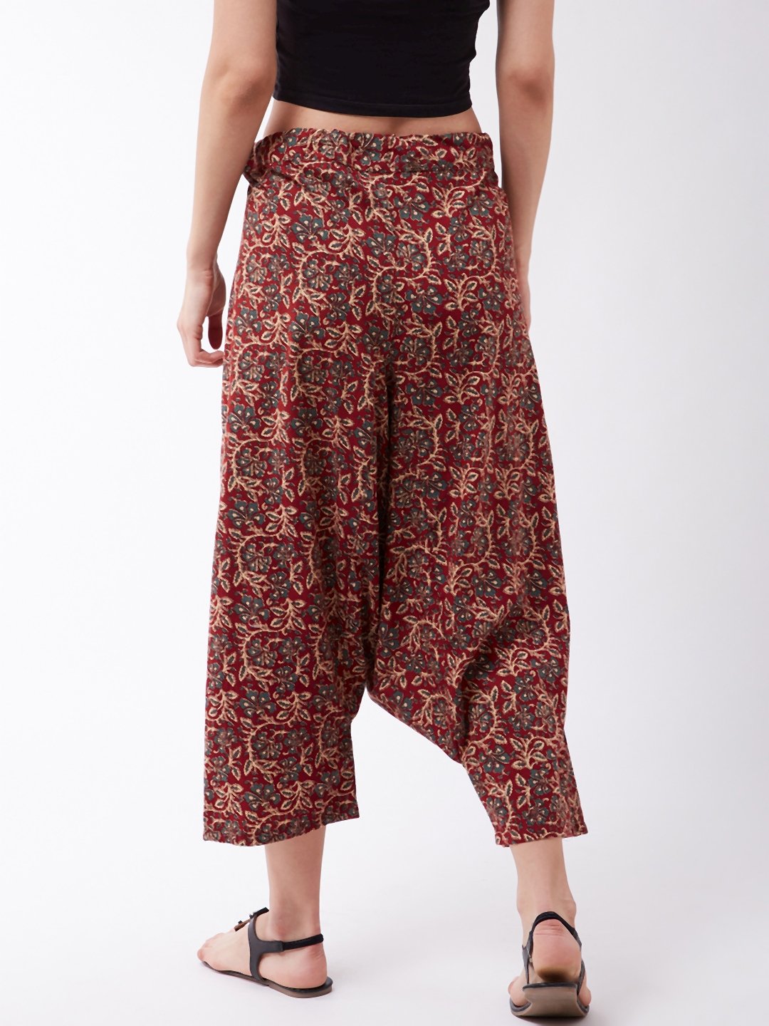 Dark Maroon Kalamkari Harem Pant