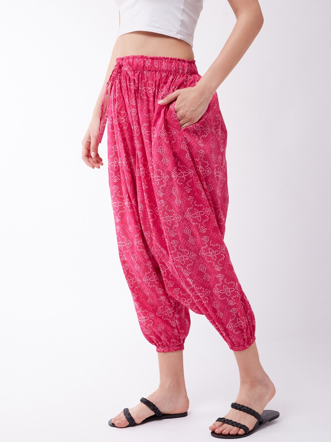 Pink Bandhini Harem Pants
