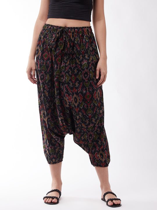Black Ikkat Harem Pant