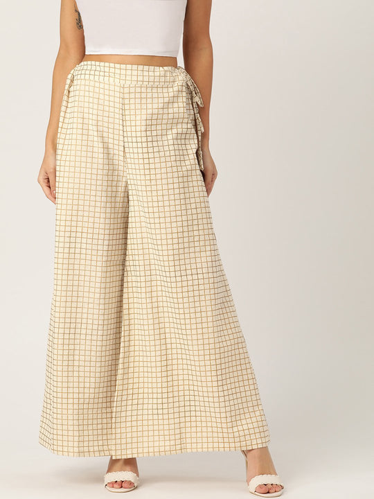 Off White Check Palazzo