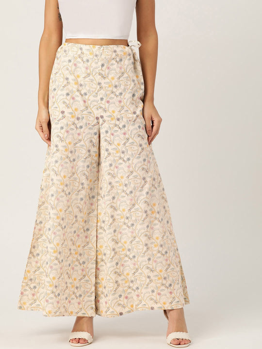Off White Bird Kantha Print Palazzo