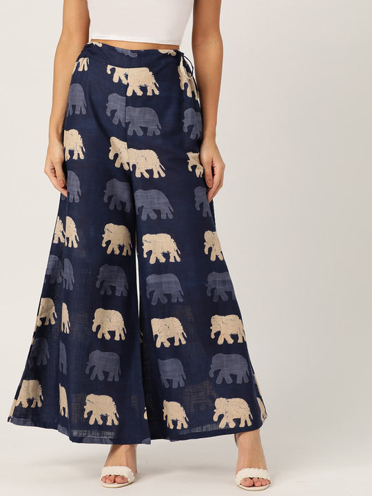 BLUE ELEPHANT PRINT PALAZZO