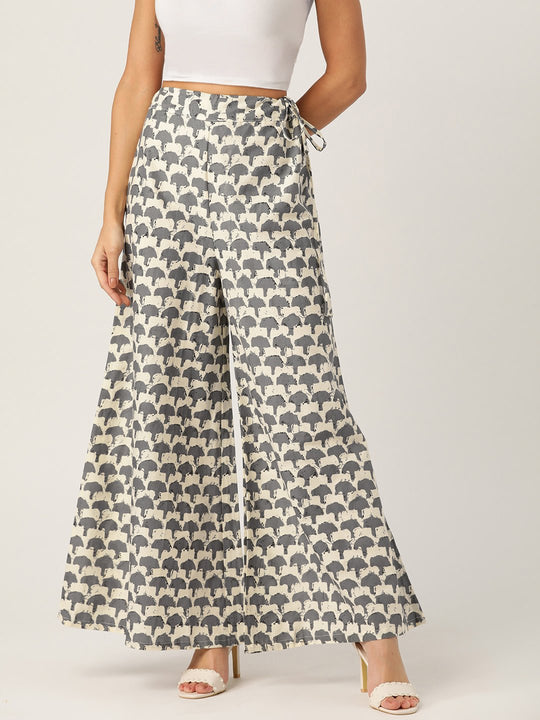 OFF WHITE AND GREY PRINT PALAZZO