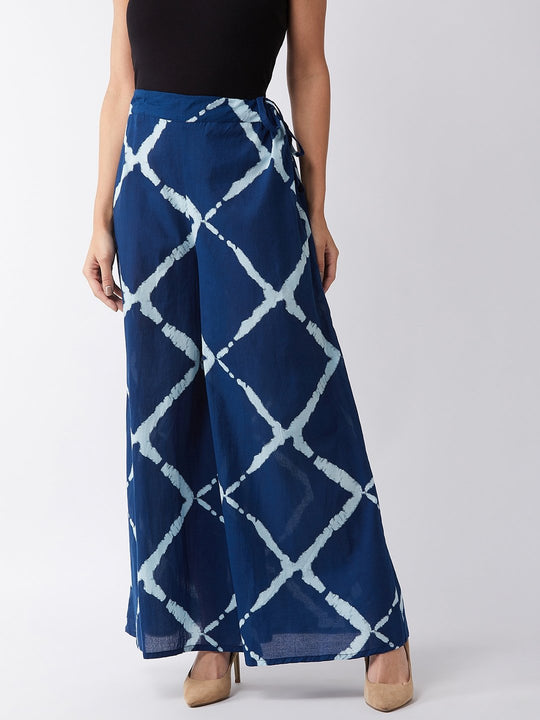 Indigo Criss Cross Print Palazzo