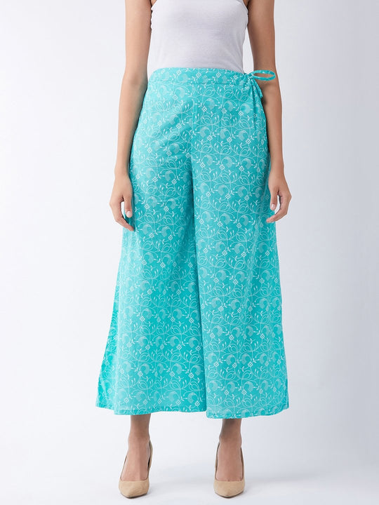 Off White Jaal On Sea Green Palazzo