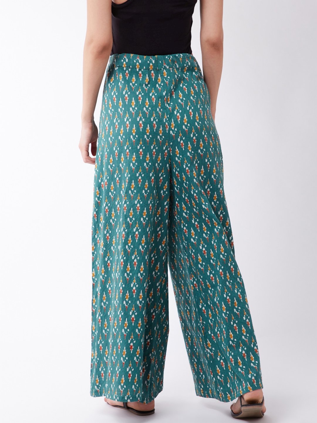 Green Kantha Ikkat Palazzo